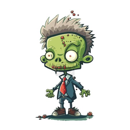 Téléchargez les illustrations : Zombie dessin animé avec grand zombie - en licence libre de droit