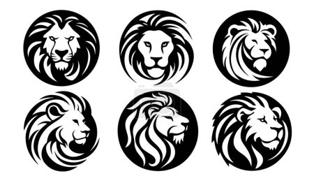 Illustration for Lion heads vector silhouette illustration - Royalty Free Image