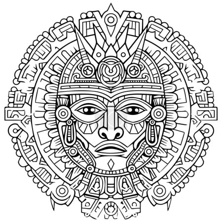 Téléchargez les illustrations : Anciennes formes mayas et aztèques silhouette vectorielle forme d'illustration, découpe laser - en licence libre de droit