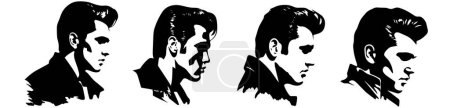 Illustration for Elvis presley head, black and white vector, silhouette shapes illustration - Royalty Free Image