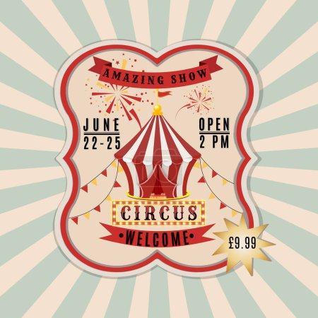Photo for The vintage circus poster with a central tent design - Royalty Free Image