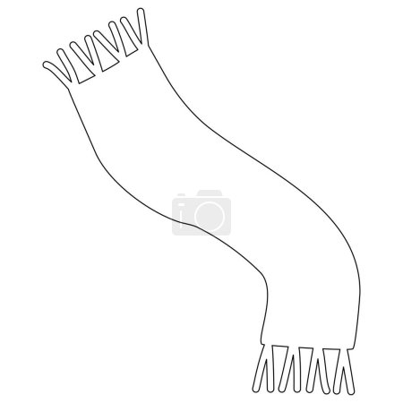 Ilustración de Bufanda de invierno caliente con flecos, ilustración de contorno de vector plano estilo garabato para niños para colorear libro - Imagen libre de derechos