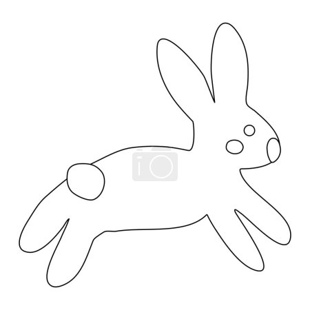 Illustration for Hand drawn cute bunny, children print design rabbit, doodle style flat vector outline illustration for kids colouring book - Royalty Free Image