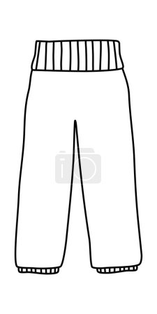 Illustration for Warm winter feather pants for snowboarding or skiing, winter sports equipment and clothes concept, doodle style flat vector outline illustration for kids coloring book - Royalty Free Image