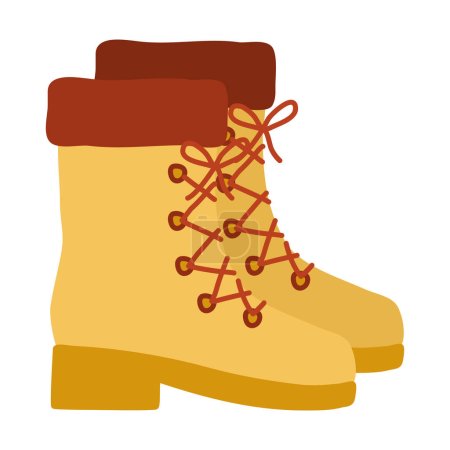 Illustration for Warm lace up autumn or winter suede boots, vector illustration - Royalty Free Image