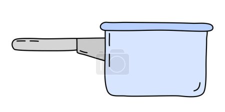 Saucepan with handle, cooking or baking kitchen design element, vector illustration