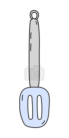 Slotted turner spatula, cooking or baking utensil, kitchen design element, vector illustration