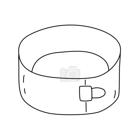 Metal round baking dish for cake or Springform pan, doodle style flat vector outline illustration for kids coloring book