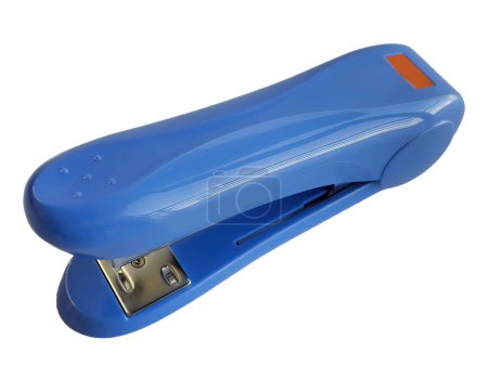 Blue stapler, stationery on white background with clipping path, office supply, cutout, isolated, using for element or object 