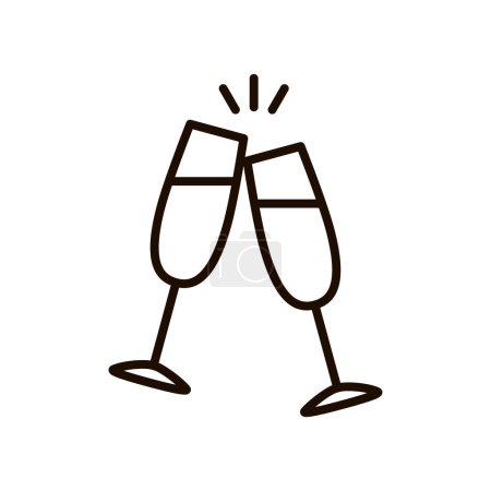 Téléchargez les illustrations : Verres à champagne font acclamations icône contour. Célébration, fête, symbole de vacances. Course modifiable. Illustration vectorielle isolée - en licence libre de droit