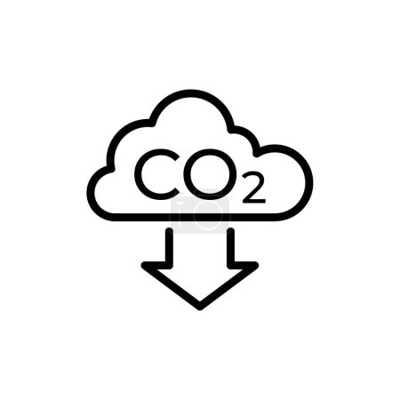 Carbon dioxide reduction outline icon. Editable stroke. Isolated vector illustration