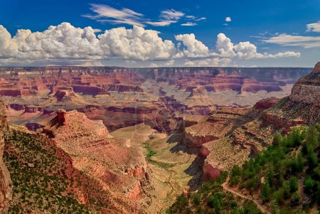 Blick auf den Grand Canyon vom Bright Angel Trail in der Nähe des Grand Canyon Village in Arizona, USA