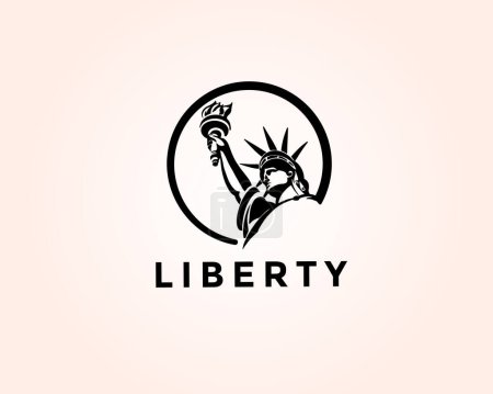 Téléchargez les illustrations : Cercle Statue liberté dessin art logo conception modèle illustration - en licence libre de droit