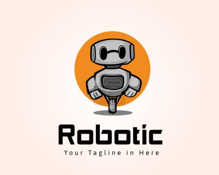 Illustration for Character Robot drawing art logo design template illustration - Royalty Free Image