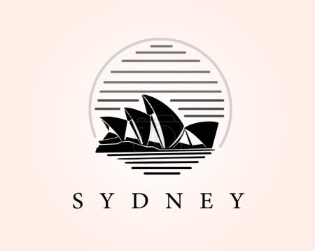 Téléchargez les photos : Cercle sydney opéra bâtiment art logo conception modèle illustration - en image libre de droit