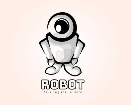 Téléchargez les illustrations : Robot oeil cam mascotte dessin art logo conception modèle illustration - en licence libre de droit