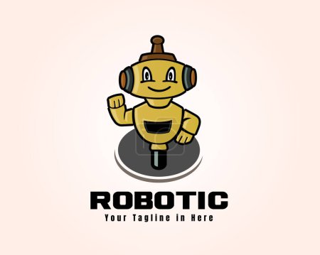 Téléchargez les photos : Illustration de modèle de conception de logo robot assistant moderne - en image libre de droit