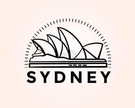 Téléchargez les photos : Sydney opéra bâtiment dessin art logo conception modèle illustration - en image libre de droit