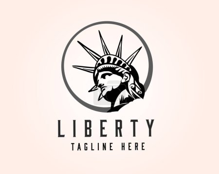 Téléchargez les photos : Cercle tête de statue liberté logo modèle illustration - en image libre de droit