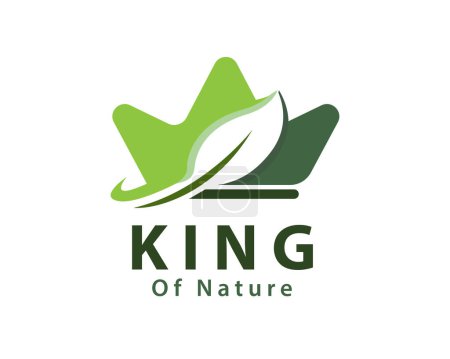 Ilustración de Abstracto verde eco orgánico herbal rey corona real nobleza logotipo icono símbolo plantilla ilustración inspiración - Imagen libre de derechos