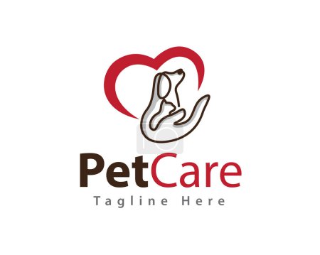 Téléchargez les photos : Chien chat animal soins amour logo icône symbole modèle illustration inspiration - en image libre de droit