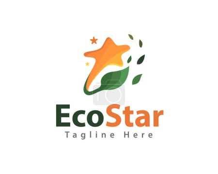 Illustration for Eco herbal green leaf natural star popular logo template illustration inspiration - Royalty Free Image