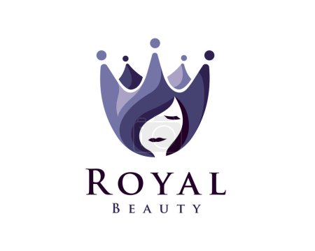 Téléchargez les illustrations : Abstrait moderne femmes visage couronne royal prince beauté soins logo symbole illustration modèle inspiration - en licence libre de droit