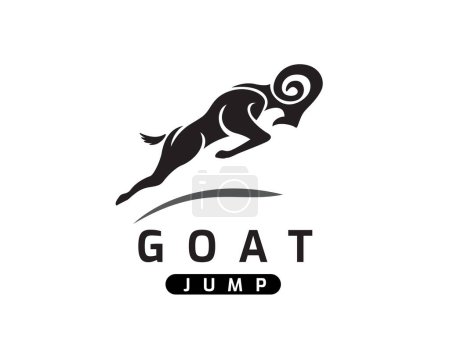 Illustration for Abstract silhouette black goat jump logo template illustration - Royalty Free Image