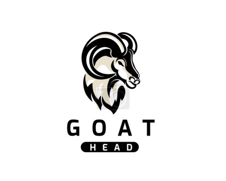 Illustration for Silhouette goat head drawn art logo template illustration - Royalty Free Image