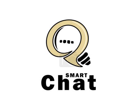 Téléchargez les illustrations : Intelligent bulle créative parler chat ampoule logo modèle illustration - en licence libre de droit