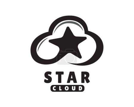 Ilustración de Abstracto estrella nube línea arte logotipo plantilla ilustración - Imagen libre de derechos