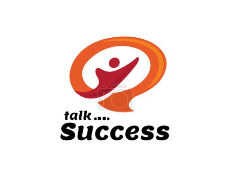 Illustration for Happy human jump success bubble talk chat message forum consultation logo template illustration inspiration - Royalty Free Image