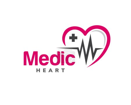 Téléchargez les photos : Coeur médical amour pouls santé logo illustration - en image libre de droit