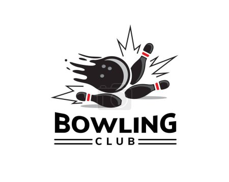 Illustration for Ball moving shoot hit target bowling club logo template illustration - Royalty Free Image