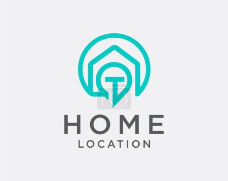 Illustration for Circle line art pin location home house home stay logo template illustration - Royalty Free Image