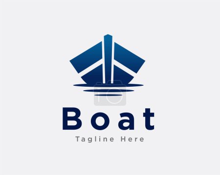 Ilustración de Barco abstracto simple barco vela logotipo plantilla ilustración - Imagen libre de derechos