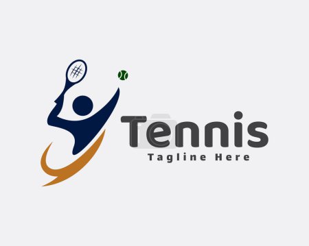 Ilustración de Resumen smash disparar pelota jugador tenis logotipo plantilla ilustración - Imagen libre de derechos