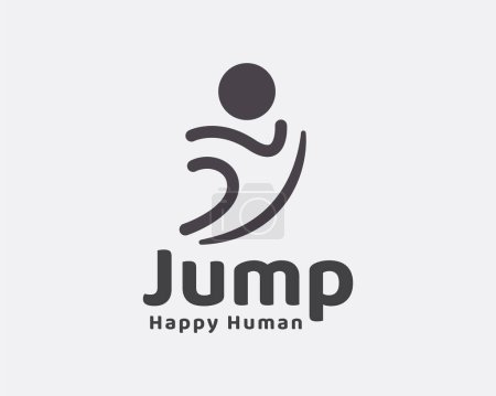 Illustration for Abstract jump happy people line logo template illustration - Royalty Free Image