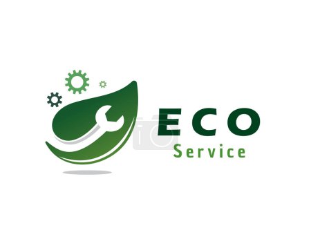Téléchargez les illustrations : Illustration abstraite de modèle de logo de service d'ingénierie de feuille verte eco - en licence libre de droit