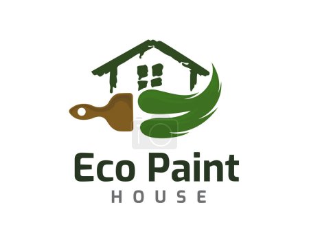 Ilustración de Eco verde hoja naturaleza pintura decoración casa casa logotipo plantilla ilustración - Imagen libre de derechos