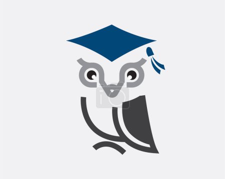 Illustration for Owl bird education mascot art logo template illustration - Royalty Free Image