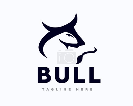 Illustration for Simple bull art style logo icon symbol design template illustration - Royalty Free Image