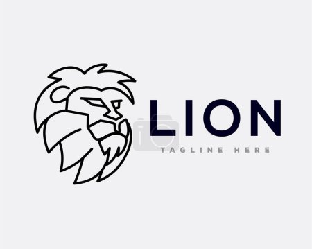 Illustration for Lion head line art logo template illustration - Royalty Free Image