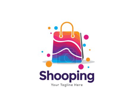 Téléchargez les illustrations : Fête boutique promotion shopping sac logo modèle illustration - en licence libre de droit