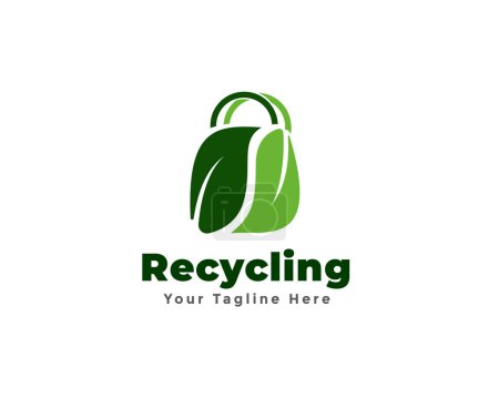 Illustration for Green eco leaf bag shop logo icon symbol design template illustration - Royalty Free Image