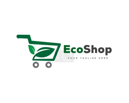 Téléchargez les photos : Vert eco feuille vert organique panier modèle de logo illustration - en image libre de droit