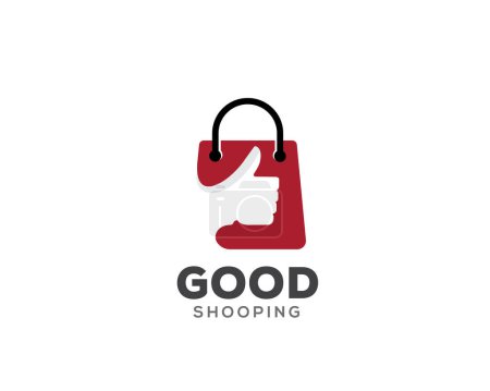 Illustration for Good like hand thumbs up shopping bag logo template illustration inspiration - Royalty Free Image