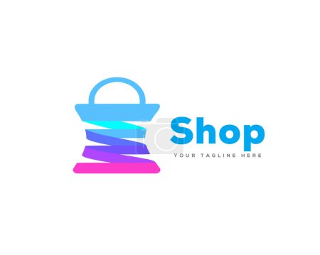 Illustration for Modern creative ribbon forming shopping cart logo template illustration inspiration - Royalty Free Image