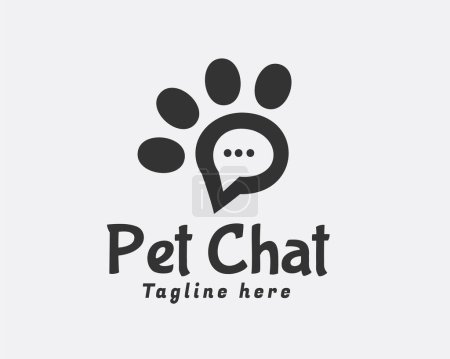 Ilustración de Mascota pata chat huella logotipo símbolo plantilla ilustración - Imagen libre de derechos