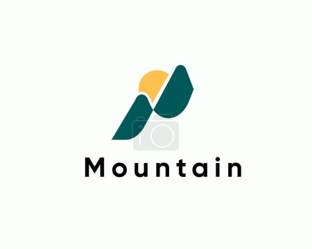 Illustration for Abstract two mountain sunrise sunset logo symbol template illustration - Royalty Free Image